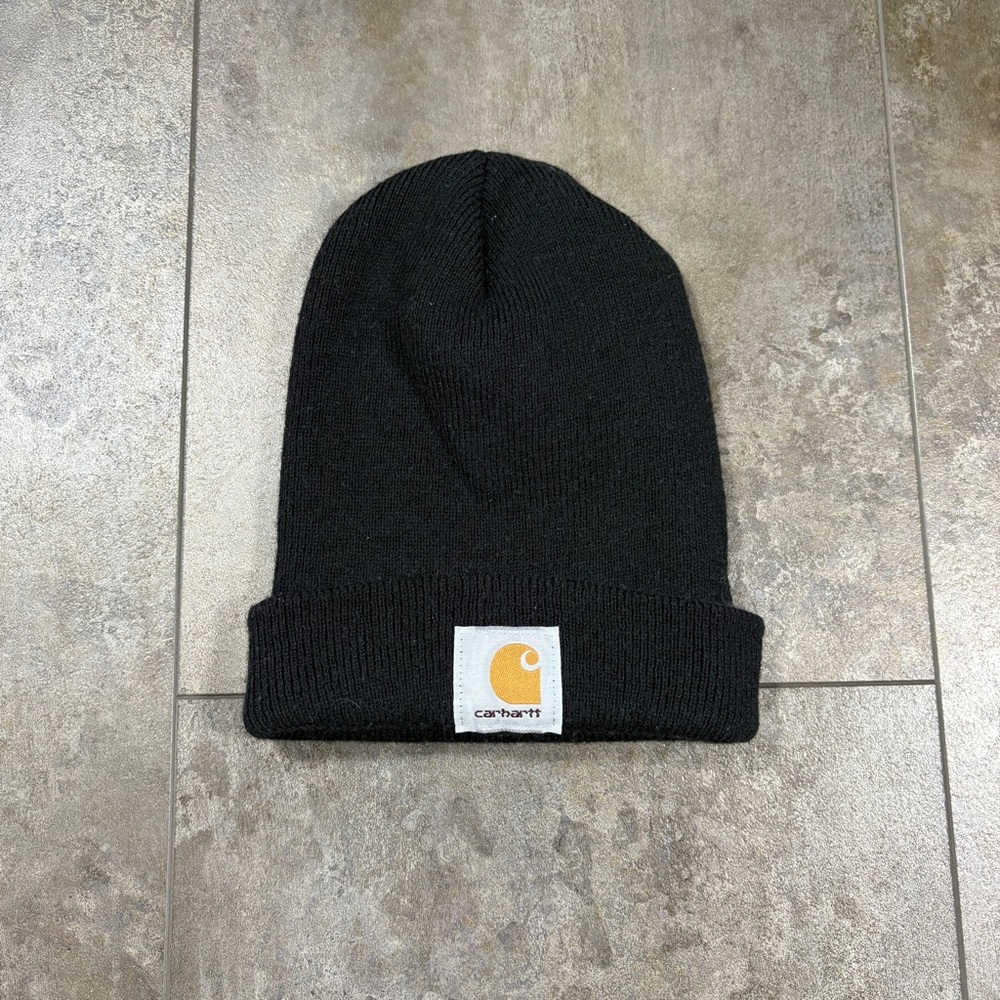 Y2K Carhartt Acrylic Cuffed Black Beanie